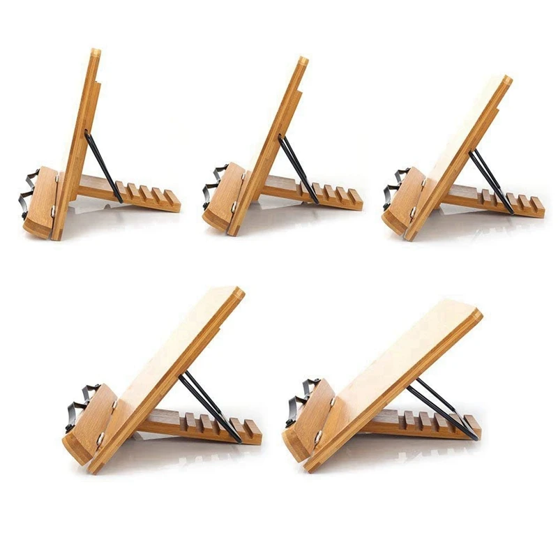 

2X Adjustable Book Holder Tray and Page Paper Clips-Cookbook Reading Desk Bookstand-Textbooks Book Stands