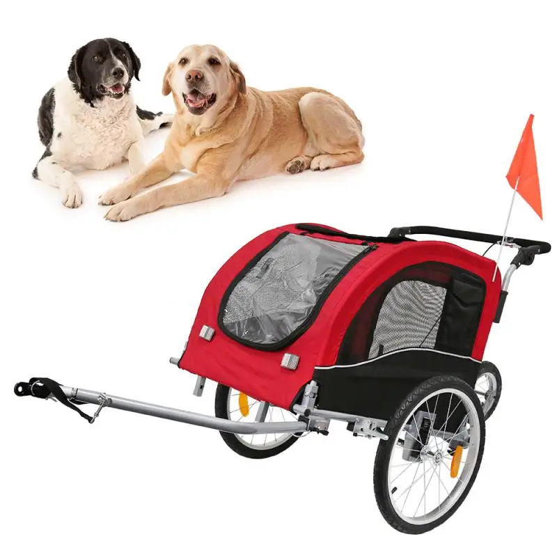 Outdoor Pet Bike Trailer Trolley Pet Car Waterproof Dustproof Foldable Pet Dog Bicycle Trailer Push Stroller Animal Trolley HWC