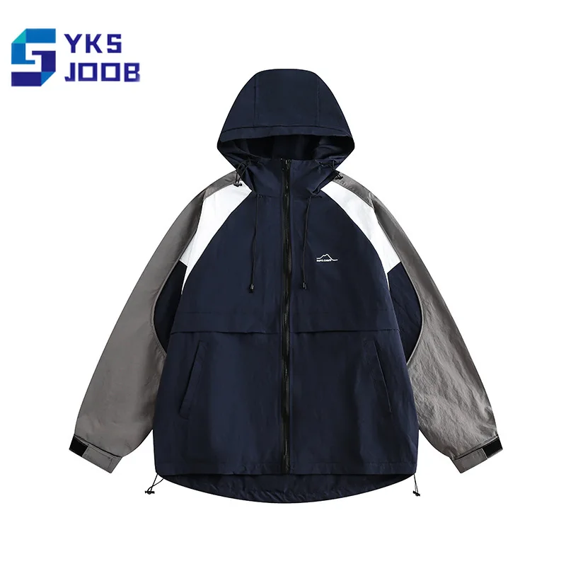 

Осенняя мужская куртка с капюшоном, уличная винтажная Лоскутная водонепроницаемая ветрозащитная износостойкая куртка, модное повседневное Мужское пальто для походов