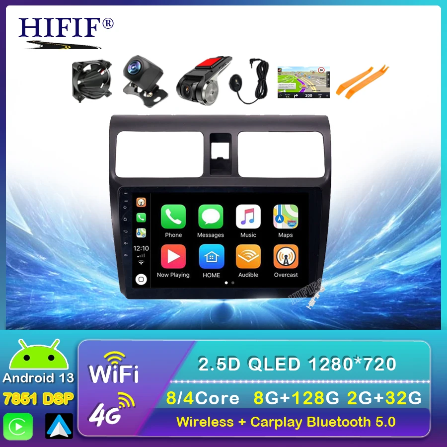 

DSP 2din Android 13 10.1 inch Car GPS Navigation Radio Carplay for Suzuki Swift 2005 2006 2007 2008 2009 2010 Multimedia Player