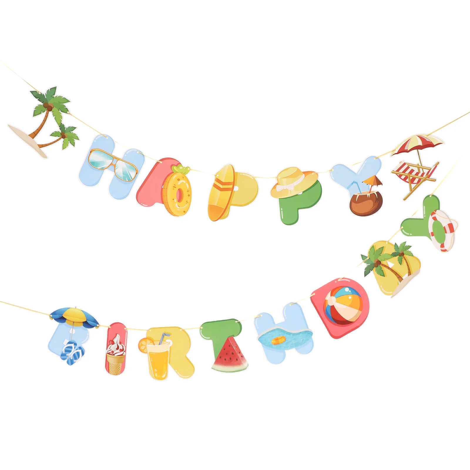 

Birthday Party Banner Hawaiian Decorations Luau Decor Beach Happy Garland Tropical Ornament Pool Supplies Hawaii Themed Diy
