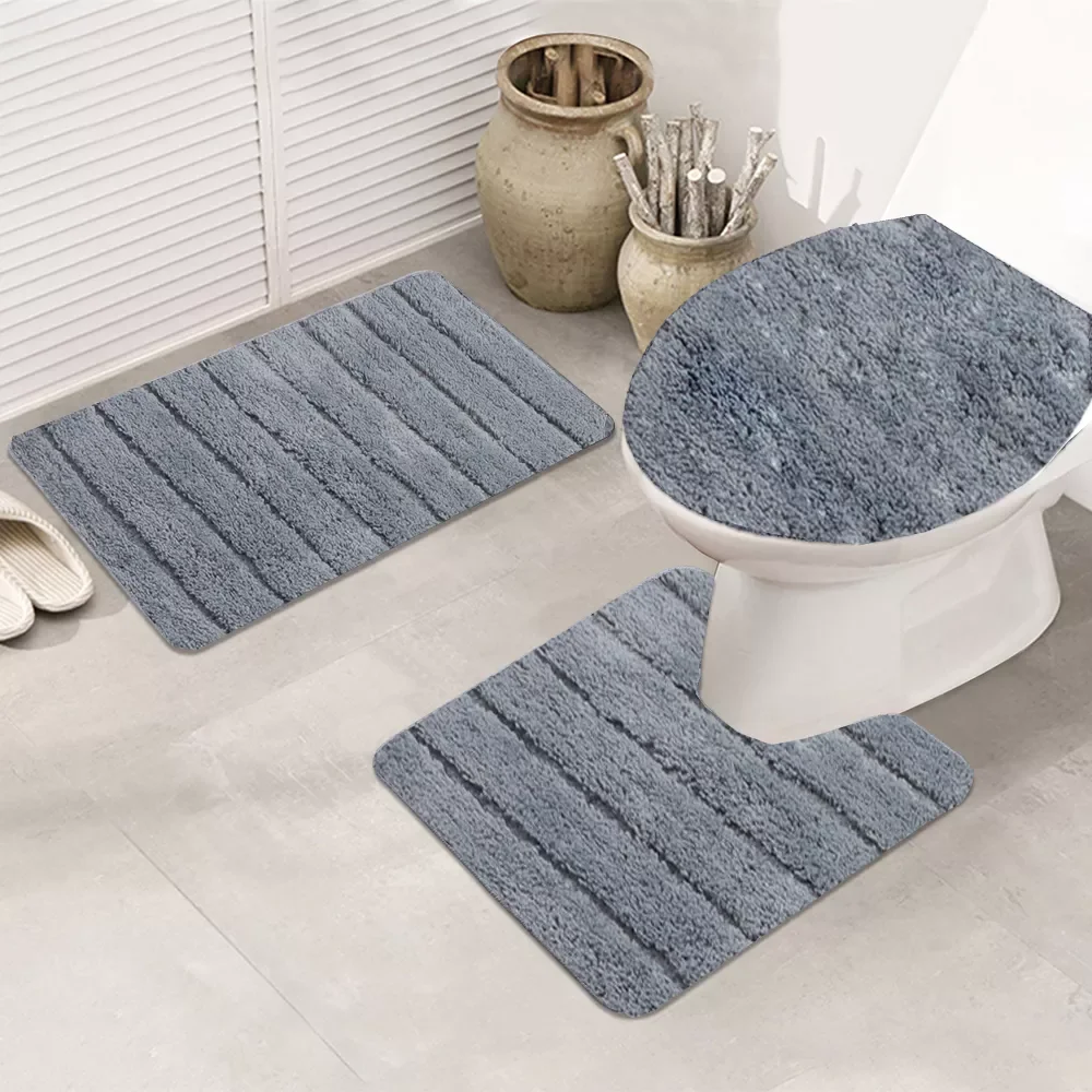 

Bath Rug Sets 3 Piece for Bathroom Non Slip Bath Mat Set Washable Bathroom Rug Set Toilet Floor Mat Toilet cover