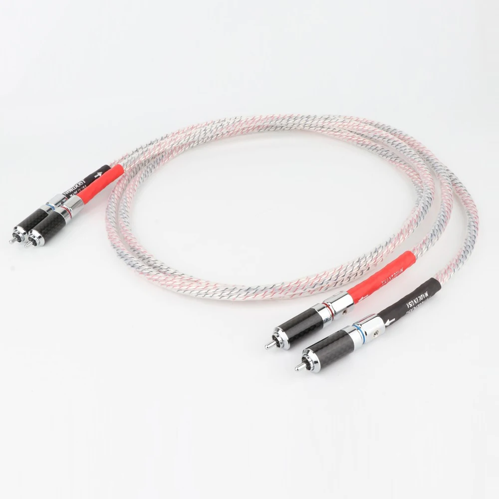 

Pair Nordost Valhalla 7N Silver Plated Audio RCA Interconnect Cable High Quality With Carbon Fiber RCA Plug Connector