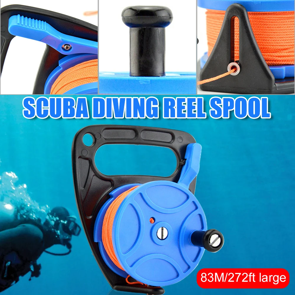 

272ft Scuba Diving Spool Finger Line Reel With Thumb Stopper Handle Underwater Snorkeling Stopper Diving Reel