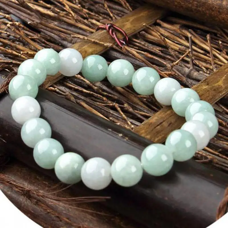 

Genuine Jade Bracelet Women Natural Burma Jades Stone Beads Elastic Beaded Strand Bracelets Jadeite Bangle Girlfriend Mom Gifts