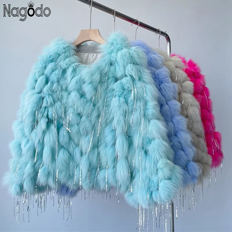 Nagodo Fur Coat Women 2022 New Autumn Winter Tassel Patchwork Thicken Warm  Furry Coat Short Faux Fur Coat Abrigo Mujer