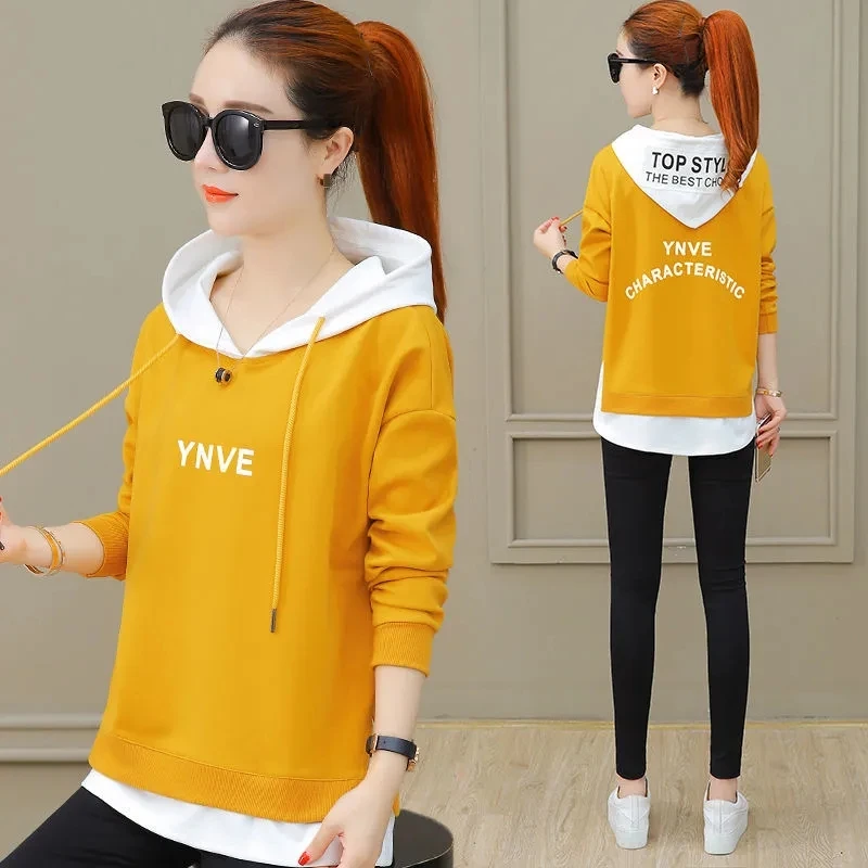 

Женская толстовка, Новинка весна-лето 2023, свободное корейское пальто из двух частей с имитацией двух частей, Женская куртка в стиле Харадзюку, женские топы с капюшоном