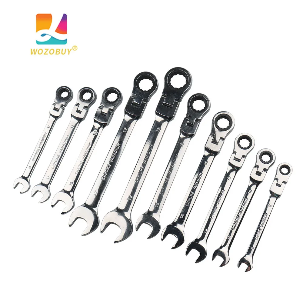 

WOZOBUY Ratchet Wrench Set Metric 5~12PCS Premium Chrome Vanadium Steel Flex Head Combination Spanner Key Wrench Kits Hand Tool