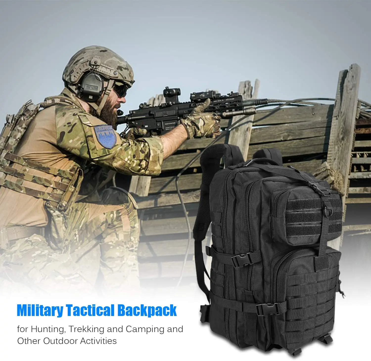 55L Mountaineering Backpack, Military Tactical Backpack Army Molle Multifunctional Large Capacity Field Camo back packs