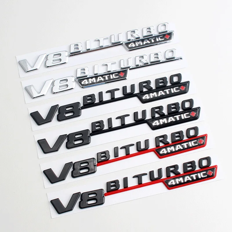 

2pcs V8 BITURBO 4matic+ car fender emblem sticker for Mercedes Benz AMG w117 cla45 w205 c63 w212 e63 w207 w176 a45 x156 gla45