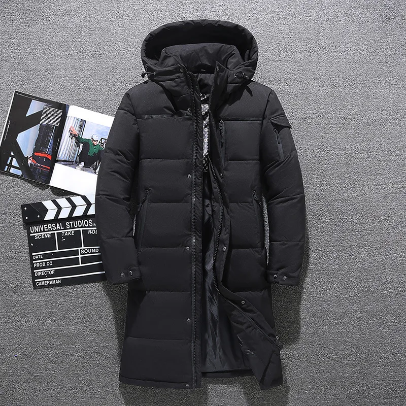 Men's Winter Thickened Down Jacket Warm Down Outwear Coat 2022 New Male Fashion Long White Duck Hooded Down Parkas Plus Size