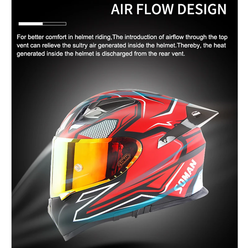 Стекловолоконный мотоциклетный шлем для мужчин с полным лицом гоночный в