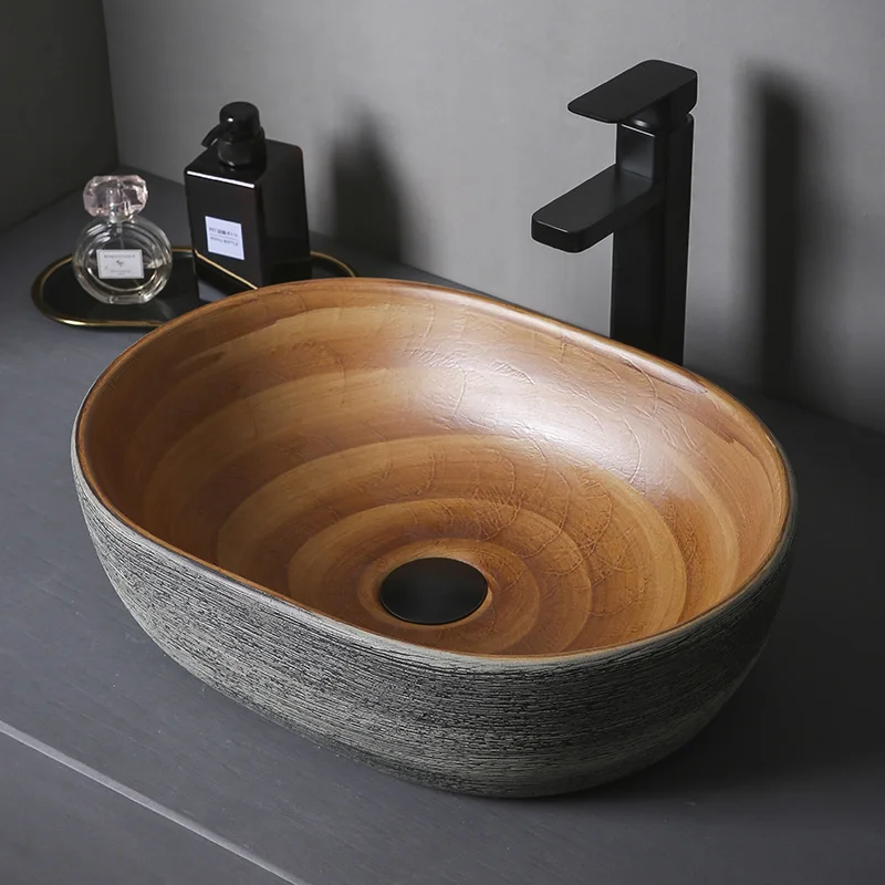 

European-style Home Ceramic Counter Top Wash Basin High-quality Household Wash Basin Art Bathroom Wash Sink Ceramic Washbasin