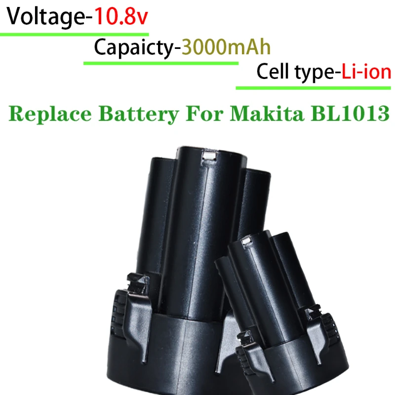 

For Makita Power Drill Tool Battery BL1013 BL1014 3000mAh10.8V Lithium Ion Replacement Rechargeable194551 194550