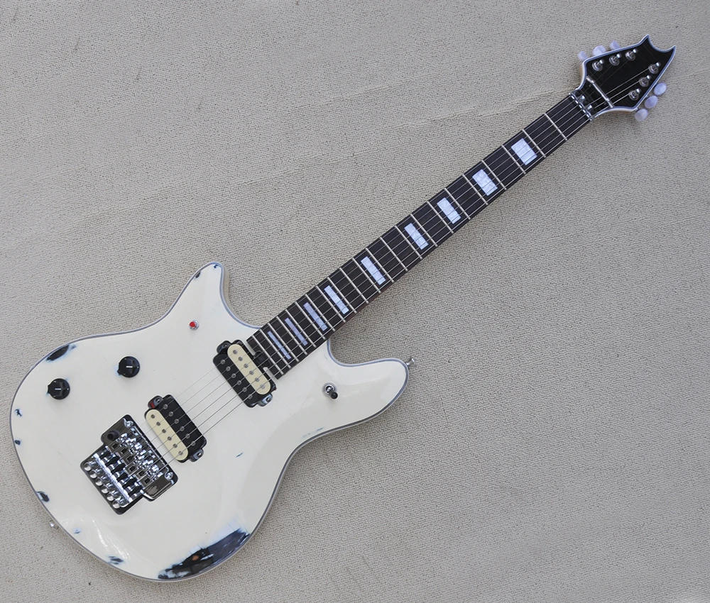 

Left Hand 6 Strings White Vintage Style Electric Guitar with Self-locking Knob,Rosewood Fretboard