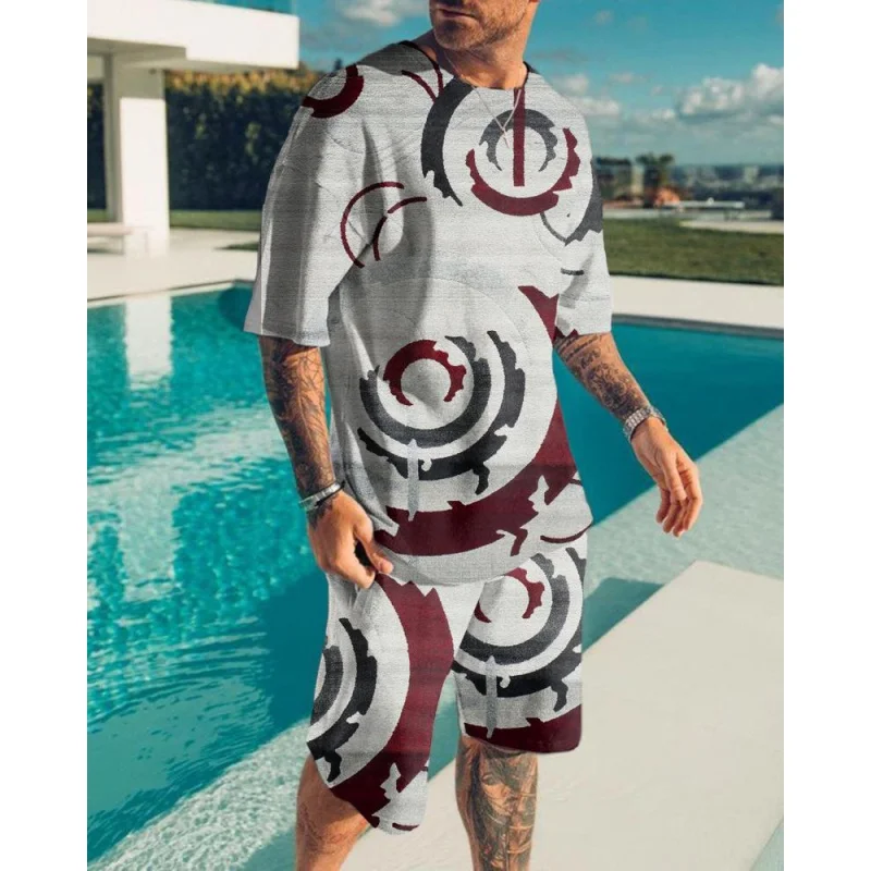New Summer Fashion Men's Set Tracksuits Casual Short Sleeves holiday style 3D Print T-shirt shorts Pants Suits Male Clothes