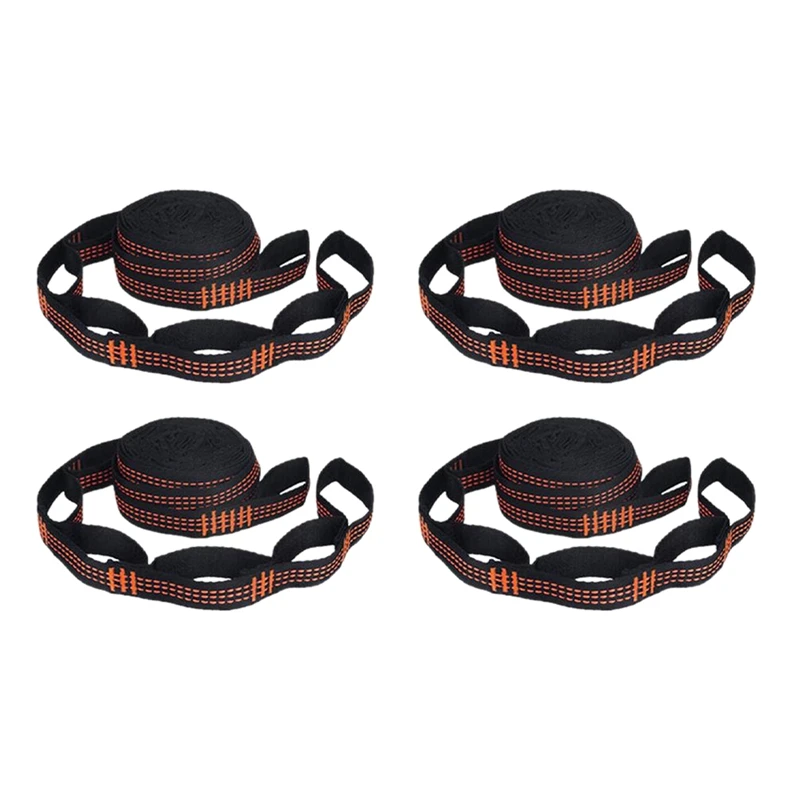

4 Pcs 5-Ring High Load-Bearing Hammock Straps Reinforced Polyester For Home Outdoor Hammock-Orange