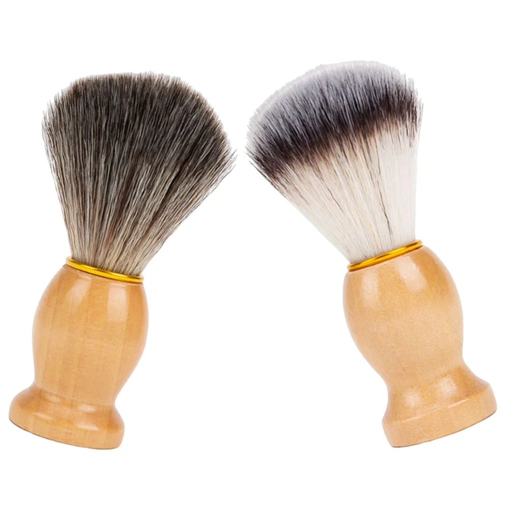 

2 Pcs Hair Salon Shaving Brush Male Brushes Men Cleansing Professional Shave Wood Man Face