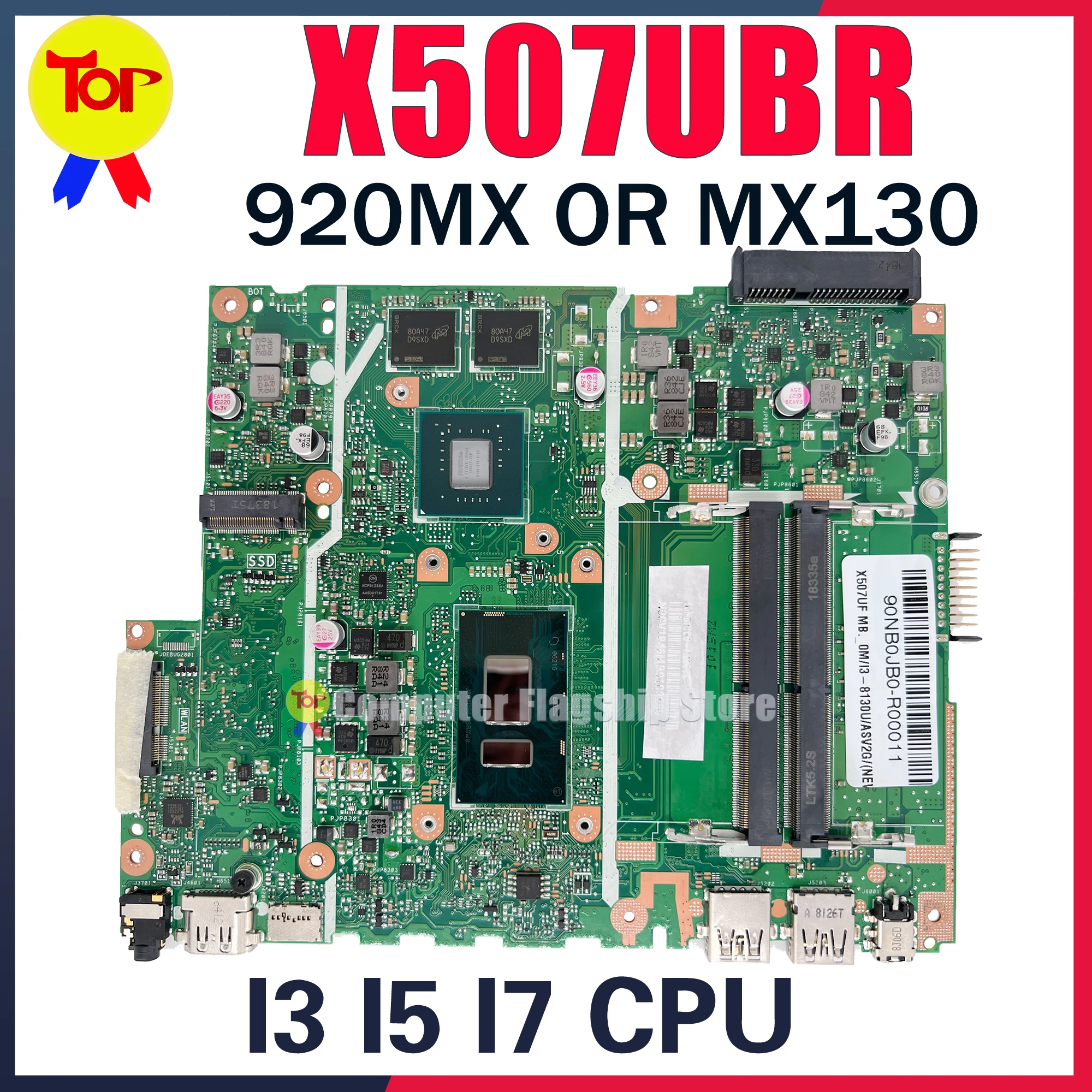 Материнская плата для ноутбуков ASUS X507UBR, материнская плата GT920 MX110 MX130 I3 I5 I7 100% рабочий