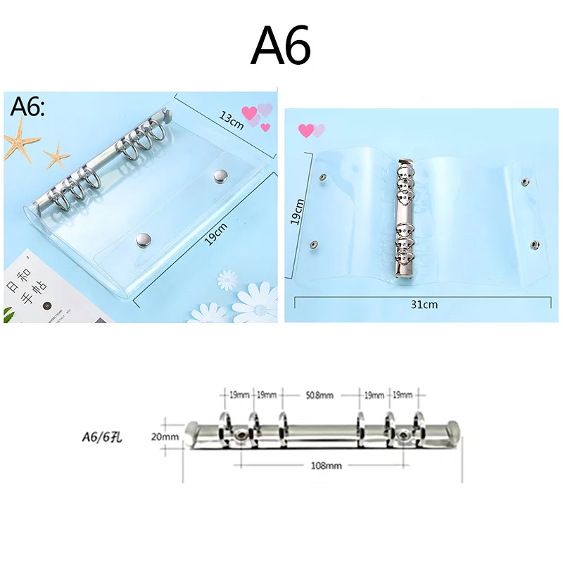 

Прозрачный двойной кнопочный переплет Coliky для блокнота А6 А7 М5 А8