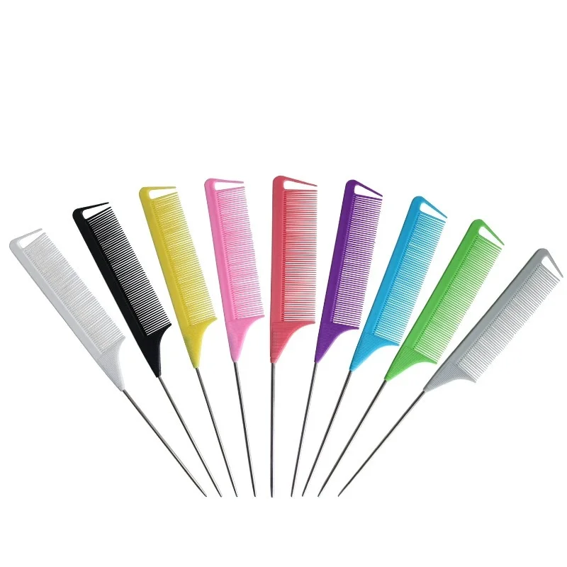 

Профессиональная расческа для укладки волос с заостренным хвостом, Антистатическая щетка для краски волос, Парикмахерская стальная игла, гребень для крысы, аксессуары для парикмахера