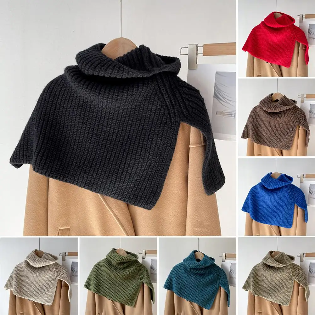 

Winter Knitted Snood Scarf Women Luxury Solid New In High Neck Collars Shawl Wraps Warm Coat Pashmina Muffer