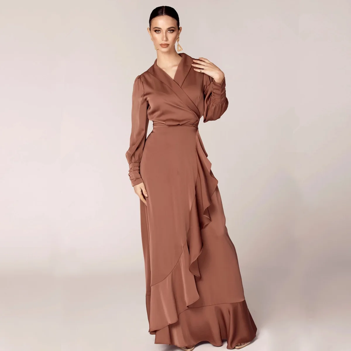 2023 Spring Muslim Dress Middle East Long Irregular Ruffle Abaya Women Robe Pour Femme Musulmane Vestidos Arabes Dubai Y Turcos