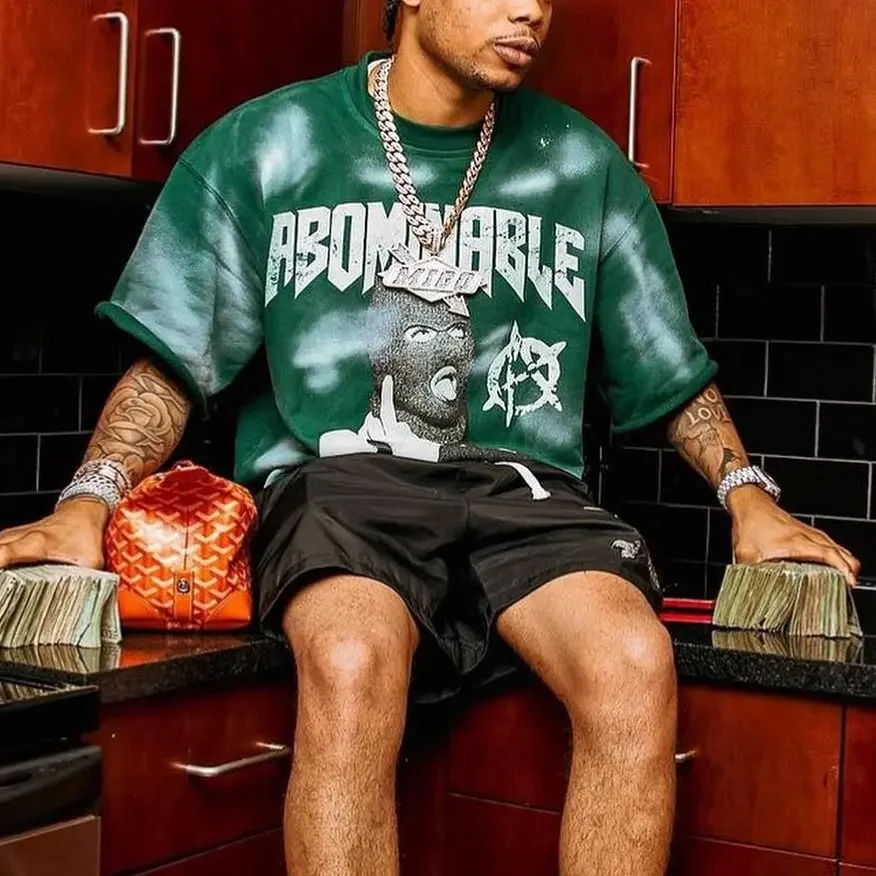 Мужская новая хлопковая футболка с круглым вырезом и короткими рукавами уличная