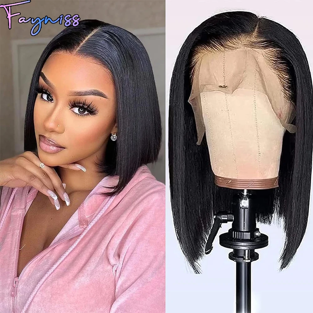 

Straight Bob Wig Human Hair Lace Front Human Hair Wigs For Women Transparent HD Lace Frontal Wig Brazilian Glueless Bob Wig
