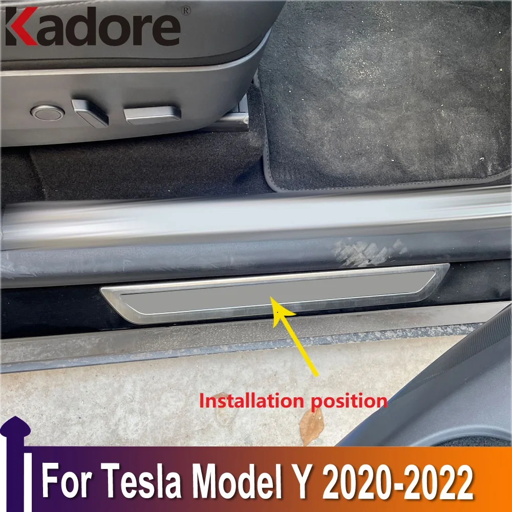 

Наружные накладки на пороги из нержавеющей стали для Tesla Model Y 2020 2021 2022, защитные пороги для дверей, наклейка на пороги автомобиля