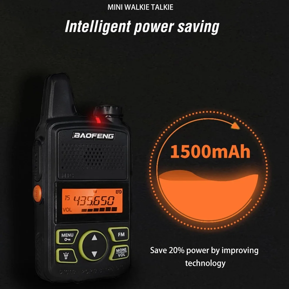 Портативная мини-рация Baofeng BF-T1 UHF 400-470 МГц 1500 мАч портативная двухсторонняя
