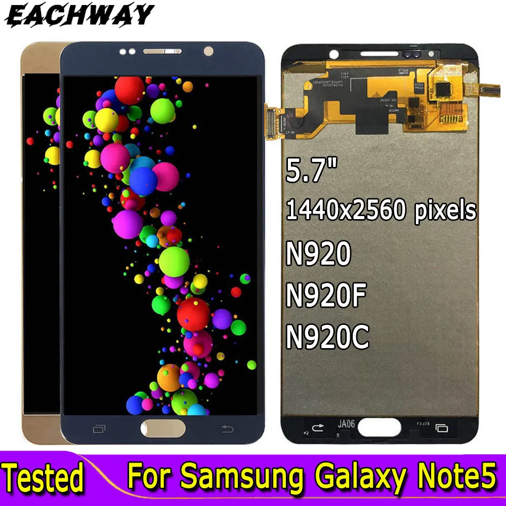 

ЖК-дисплей TFT для Samsung Galaxy NOTE 5 N920/N920F, сенсорный экран с дигитайзером в сборе для SAMSUNG NOTE 5, сменный ЖК-дисплей 5,7 дюйма