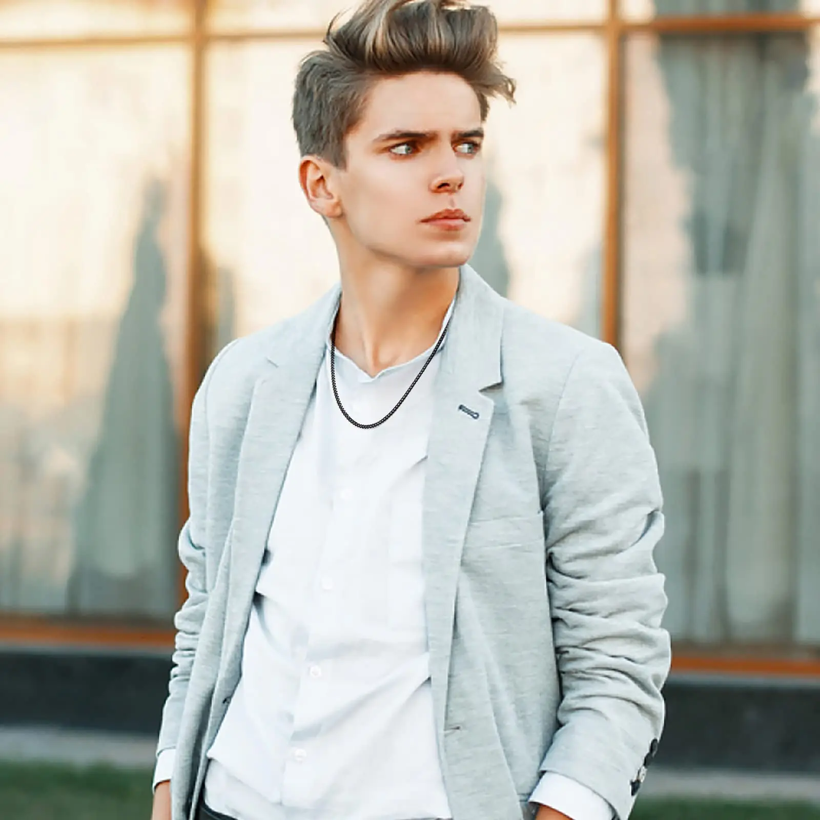 Shevalues Кубинское ожерелье из нержавеющей стали серебристого/черного цвета