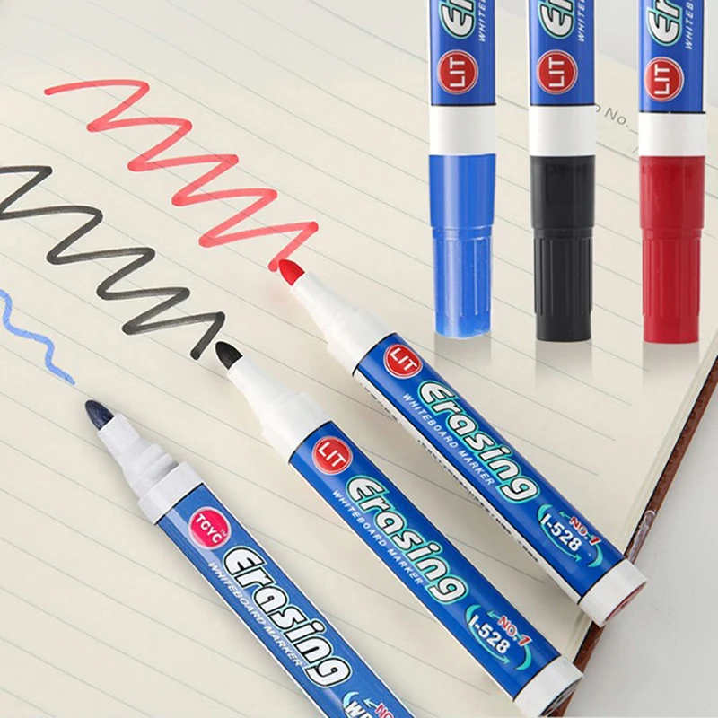 

Маркеры для белой доски, черные/синие/красные чернила, необработанные перья, школьные канцелярские принадлежности, 10 шт./набор