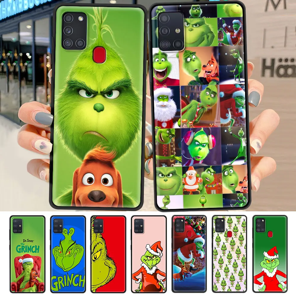

Black Phone Case For Samsung Galaxy A51 A71 A12 A21s A31 A52 A32 Soft Antifall A72 A41 A11 Housing Funda Christmas Green Grinchs