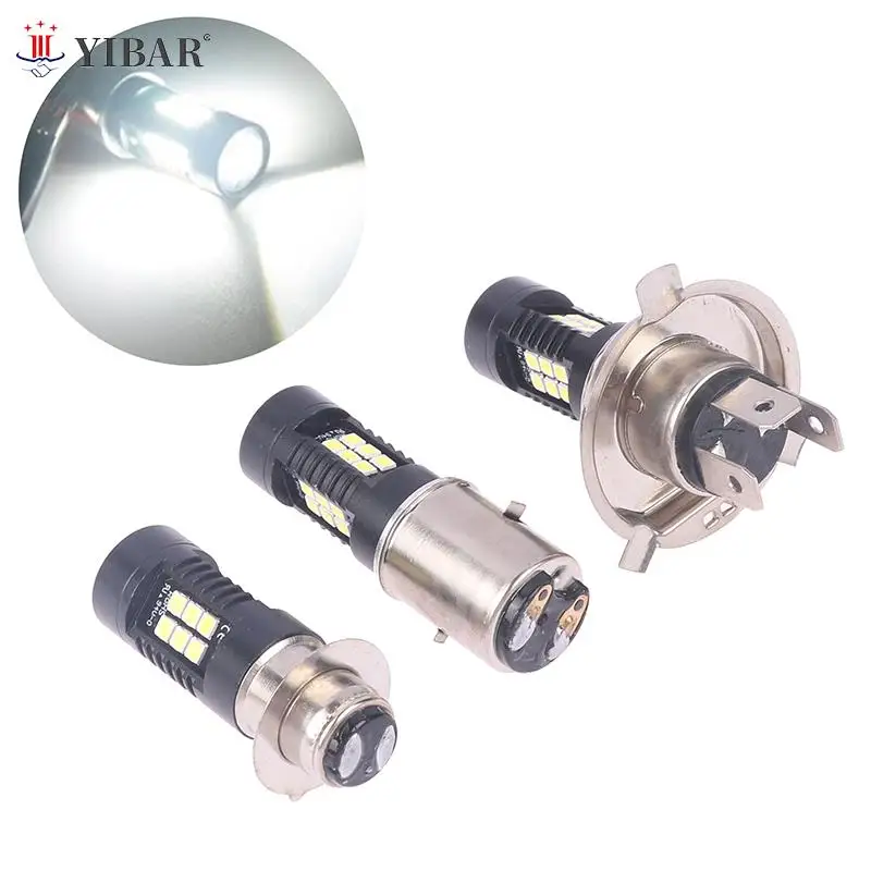 

White High Low Beam Lamp Bulbs LED Motorcycle Headlight 12V Fog Light H4 BA20D PX15D For Moto Tricycle