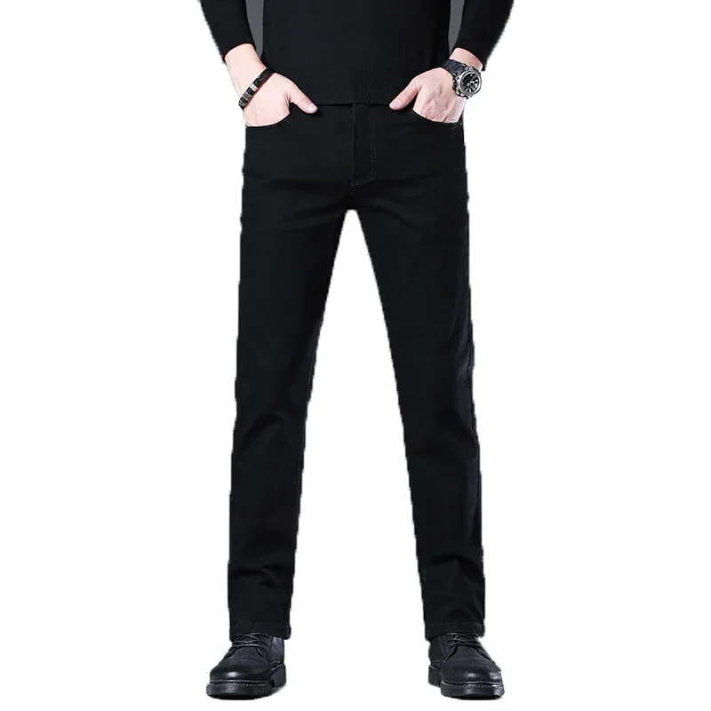 Джинсы мужские стрейчевые хлопковые брюки прямого покроя не выцветающие в