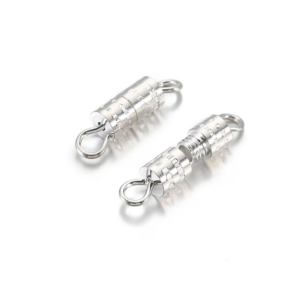 50pcs Cylinder Fasteners Buckles Closed Beading End Clasp Screw Clasps Hook For DIY Bracelet Necklace Connectors Jewelry Making