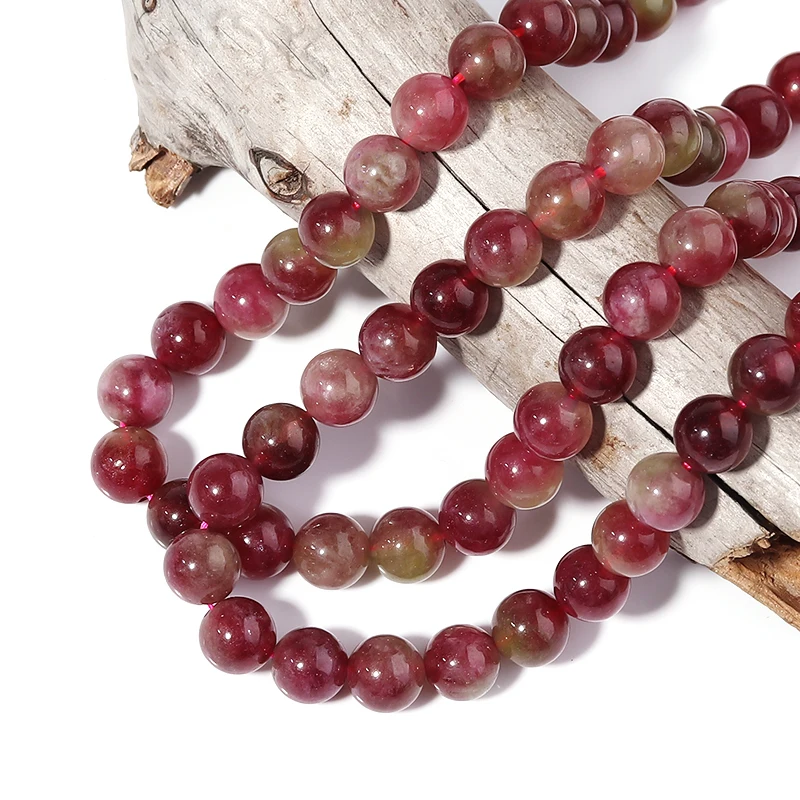 

New Red Tourmaline Stone Beads For Women Girl Charm Round Beads Gift Jewelry Making Spacer Loose Beads Bracelet Necklace