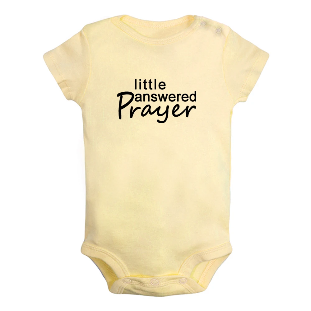 

Little Answered Prayer Fun Graphic Baby Bodysuit Cute Boys Girls Rompers Infant Short Sleeves Jumpsuit Newborn Soft Clothes