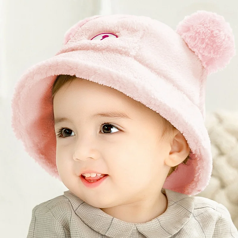 Детская шапка для девочек и мальчиков, милая мультяшная шапка-мешок с двумя плюшевыми шариками, модная теплая уличная шапка на осень и зиму, ...