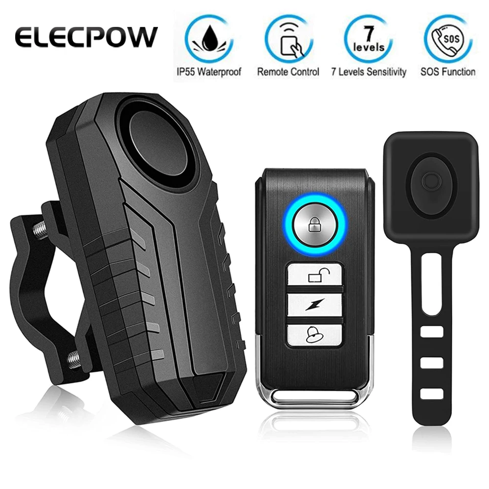 

Elecpow Bike Motorcycle Alarm Horn With Remote Control 113dB Wireless Waterproof Anti theft Vibration Bicycle Scooter Alarm