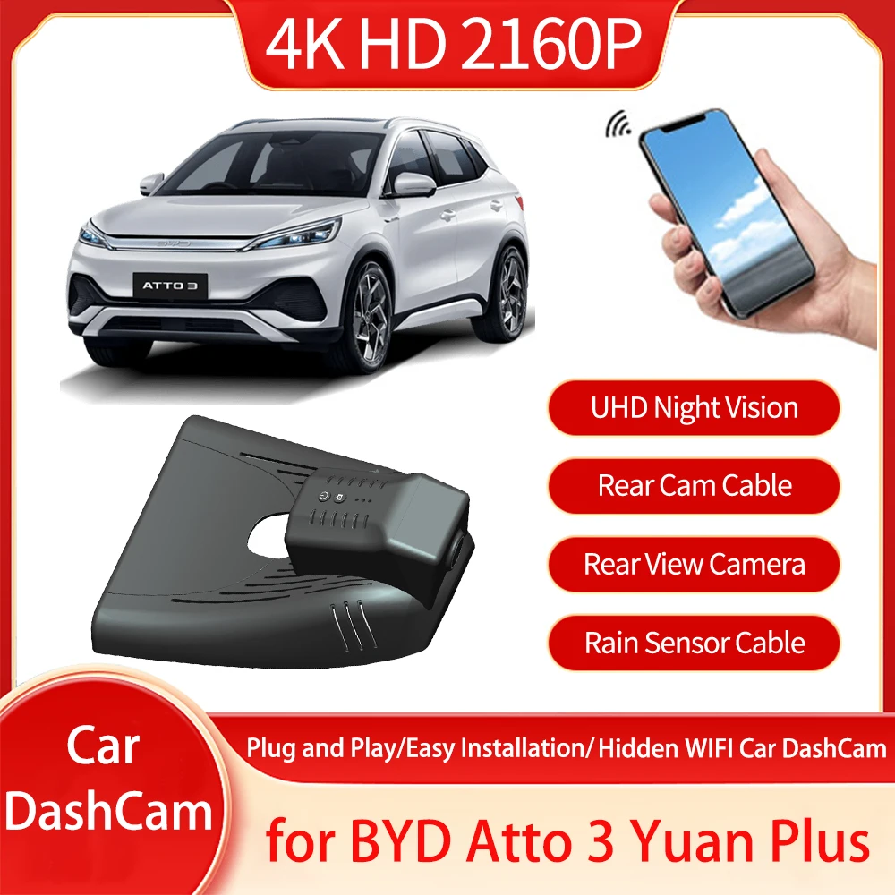 

For BYD Atto 3 Yuan Plus 2022 2023 2024 Plug And Play Driving Recorder Front And Rear Cameras Night Vision Video Accessories