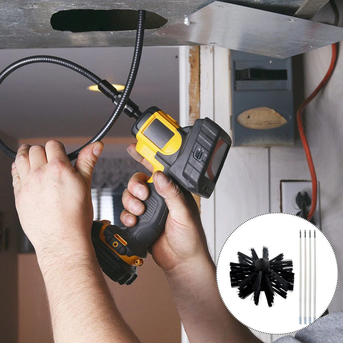 

1 компл. Щетка для дымохода, щетка для сушки воздуховодов, щетка для чистки, чистящий инструмент