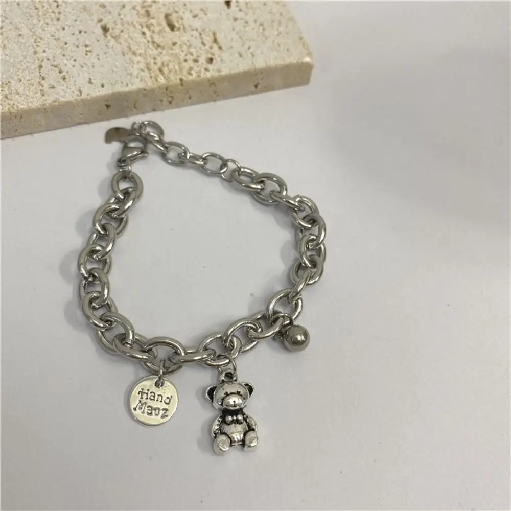 

Love Bear Round Charms Bracelet Retro Hip-hop Jewelry Birthday Gift