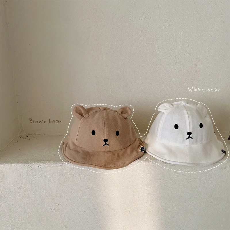 

Girls Spring Hats 2022 Summer New Bear Hat Baby Cute Basin Hat Children Sun Visor Girl Sun Visor Fashion Hat