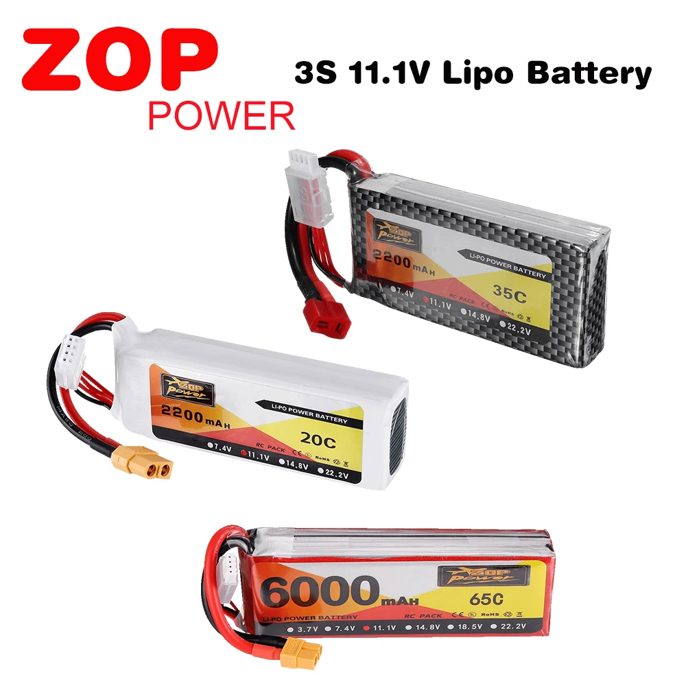 

ZOP Power 3S 11.1V 1000 1400 1500 1800 2200 2700 2800 3500 4000 4200 5000 6000mAh Lipo Battery W/ T/XT60 Plug for RC Car Drone