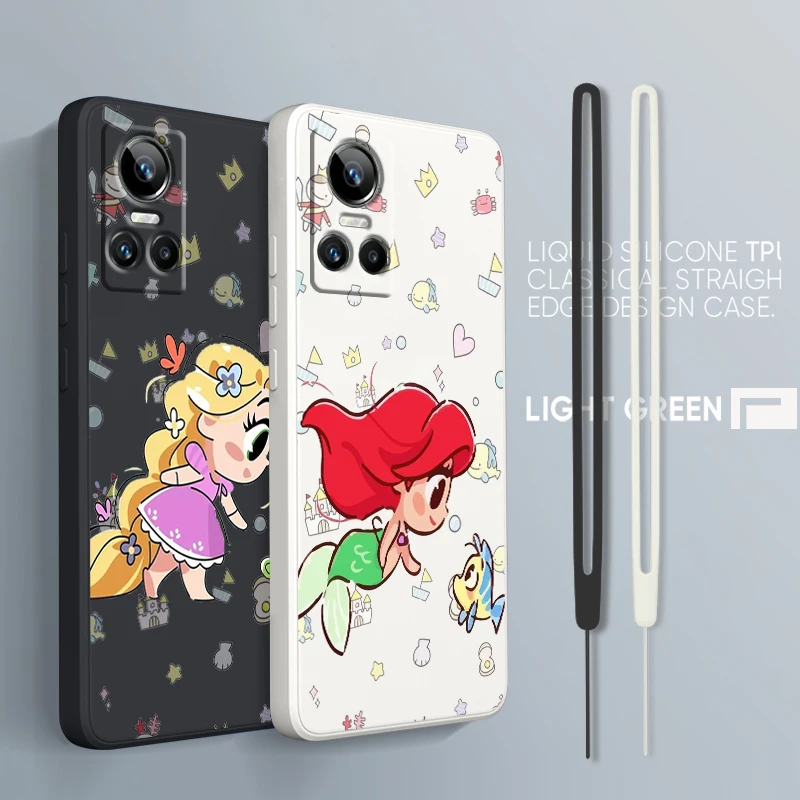 

Cute Princess For OPPO Realme GT2 Explorer Master Neo3 C21Y 10 9 8 6 5 4G 5G Pro Liquid Rope Soft Phone Case Coque Capa Fundas