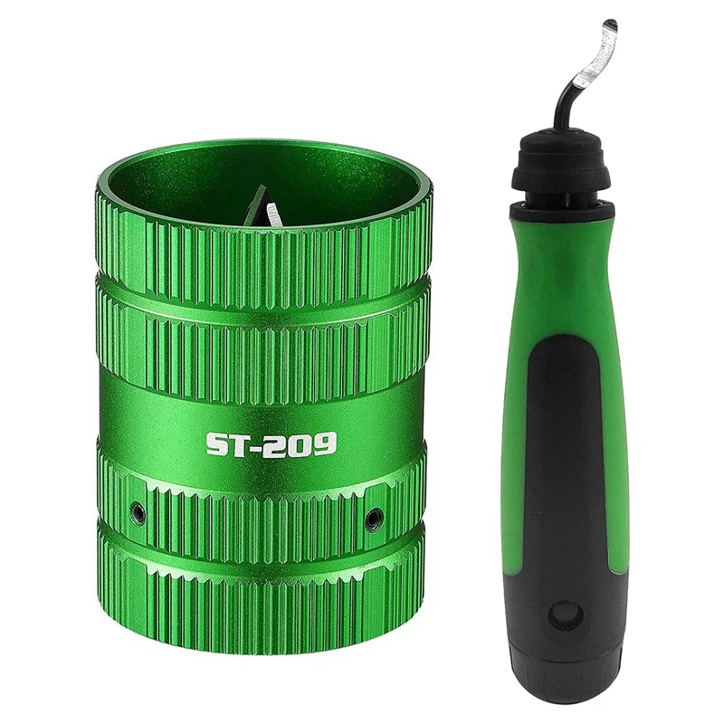 

1Set Pipe Deburring Tool Set Plumbing Tools OD 1/4 To 1-5/8 Pipe Reamer PVC And Copper Pipe Cutter Tool Green