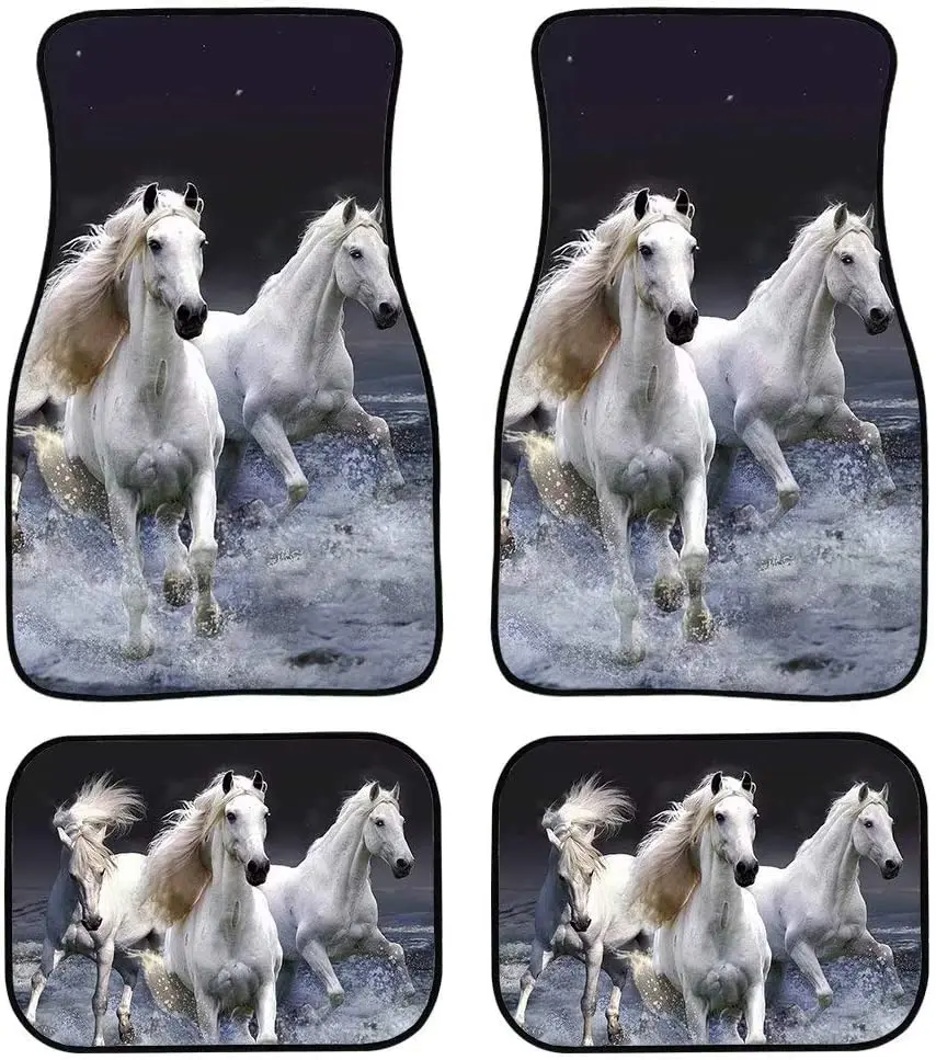 

Horse Printed Front & Rear Auto 4 Piece Anti Slip Rubber Floor Car Mats Carpet Universal Fit for Car Auto Automotive Truck SUV